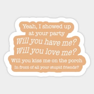 Betty Lyrics Tan Sticker